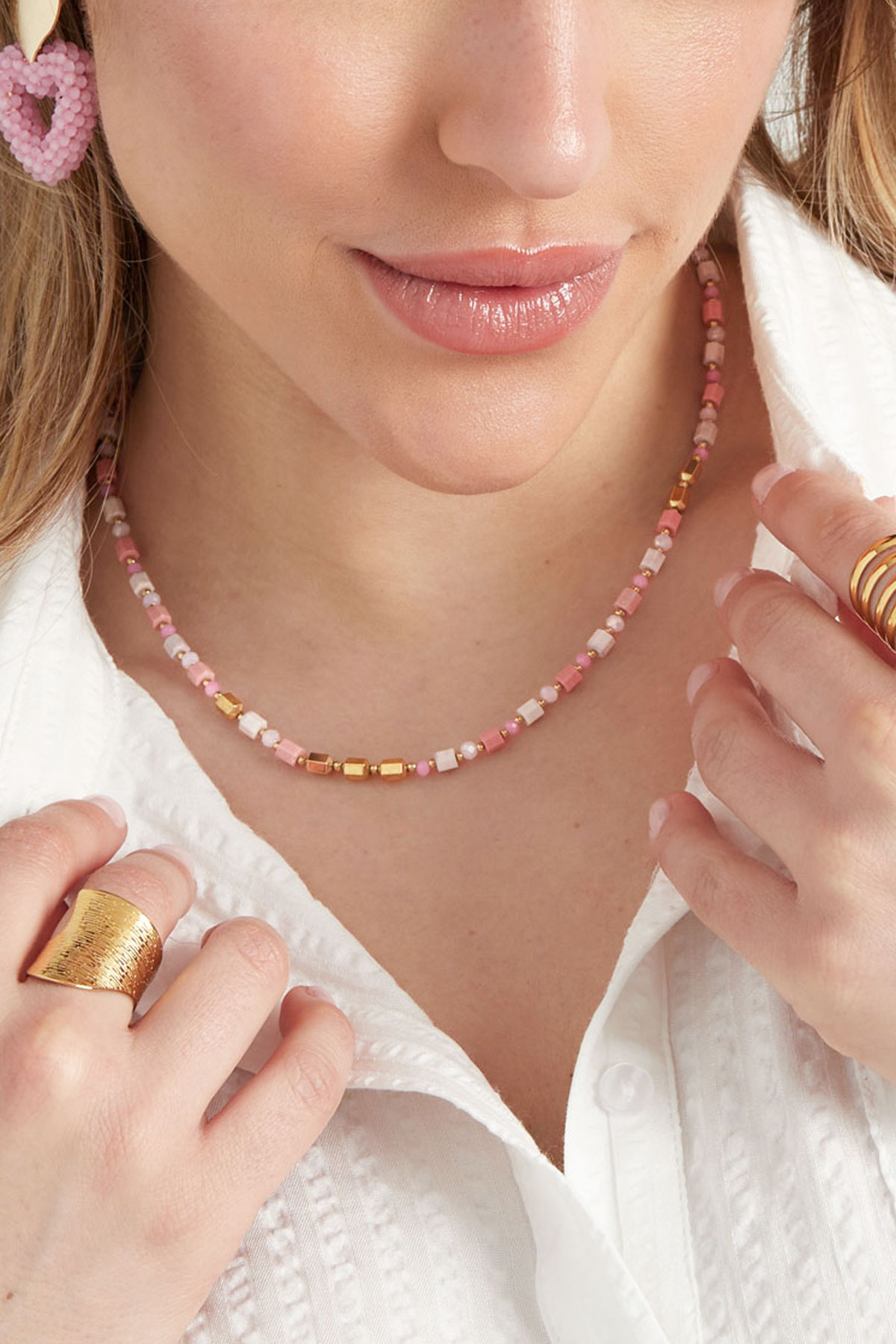 Colorful festival necklace - pink/gold  h5 Picture6